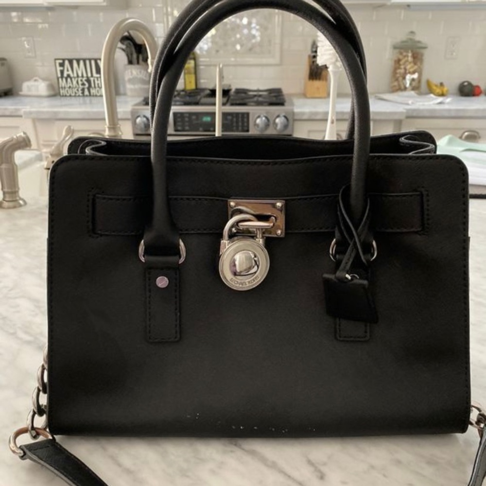 MK Hamilton East West Leather Satchel